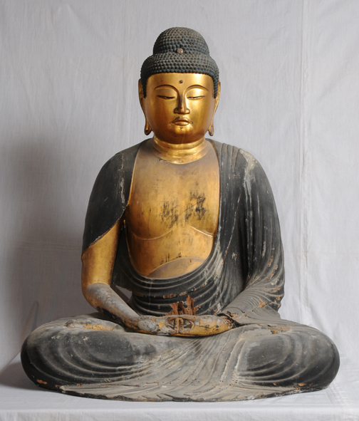 室町・本師本仏「石仏・阿弥陀如来」仏説無量寿経・寺院祀本尊・石面黒漆・截金箔彩色 室町・本師本仏「石仏・阿弥陀如来」仏説無量寿経・寺院祀本尊・石