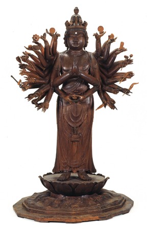聖観音菩薩立像 持物(蓮華) 仏像 彫刻 縁起物 神聖 彫刻